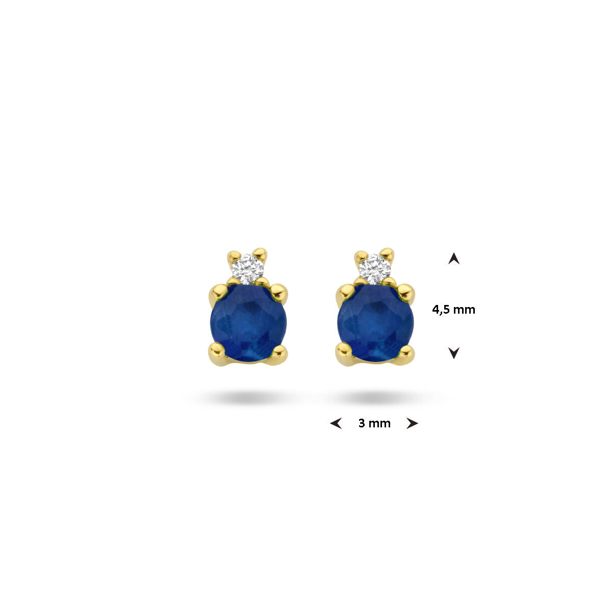 kolczyki z szafirem i diamentem 0.015ct (2x 0.0075ct) h p1 14K żółte złoto