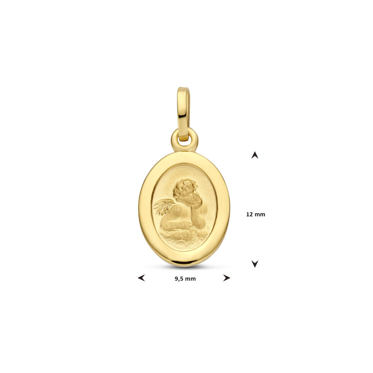 wisiorek owalny anioł poli/mat 19 mm 14K żółte złoto