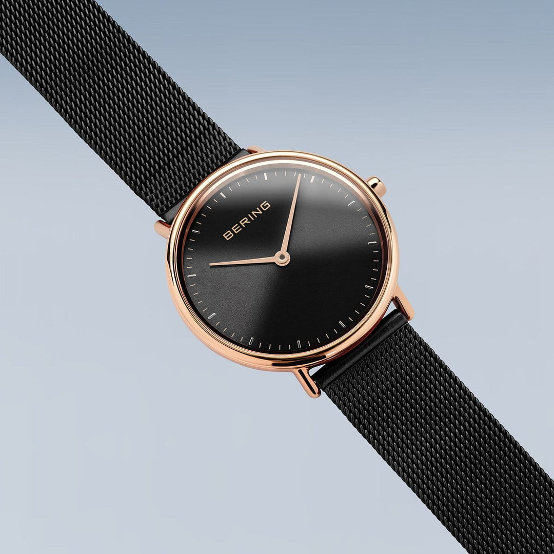 bering dames horloge zwarte wijzerplaat - 15729-166