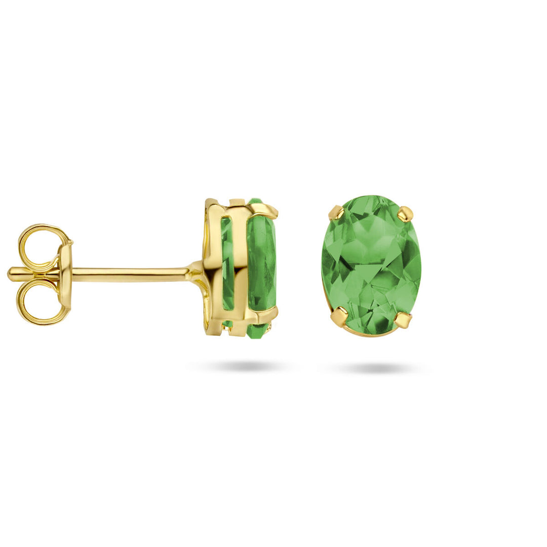 oorknoppen groen agaat 14K geelgoud