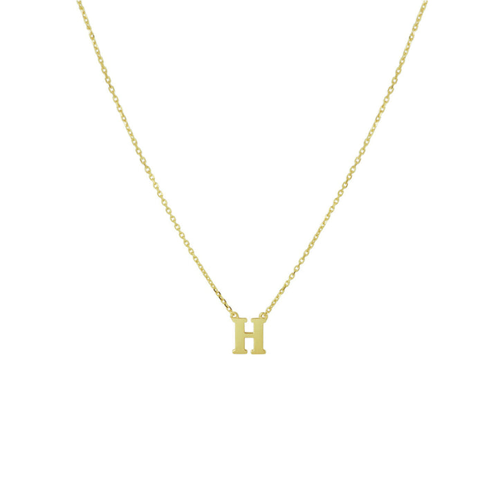 De Van der Kooij Collectie Gouden dames ketting letter 14K heeft een delicaat 14k gouden anker ketting met een eenvoudige, gouden hoofdletter H hanger gecentreerd, afgebeeld op een effen witte achtergrond-een perfecte sieradencadeau dames.