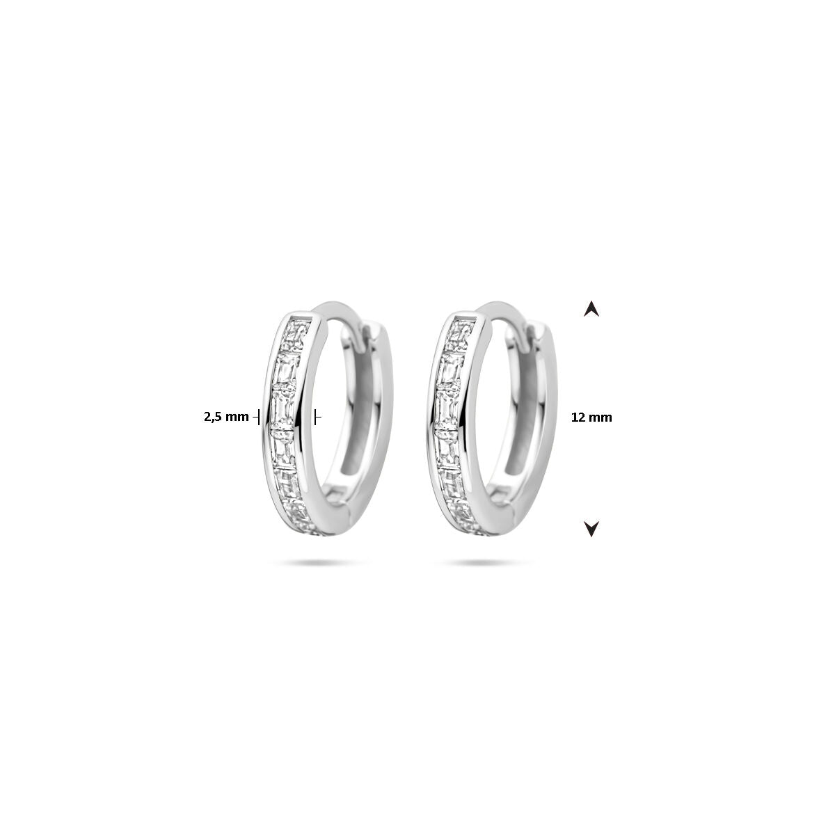 kolczyki koła cyrkonia 12 mm srebro rodowane