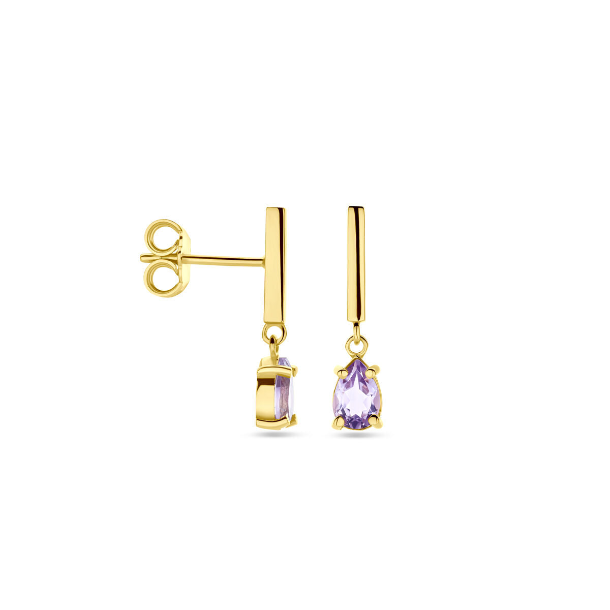 kolczyki ametyst 19 mm 14K żółte złoto
