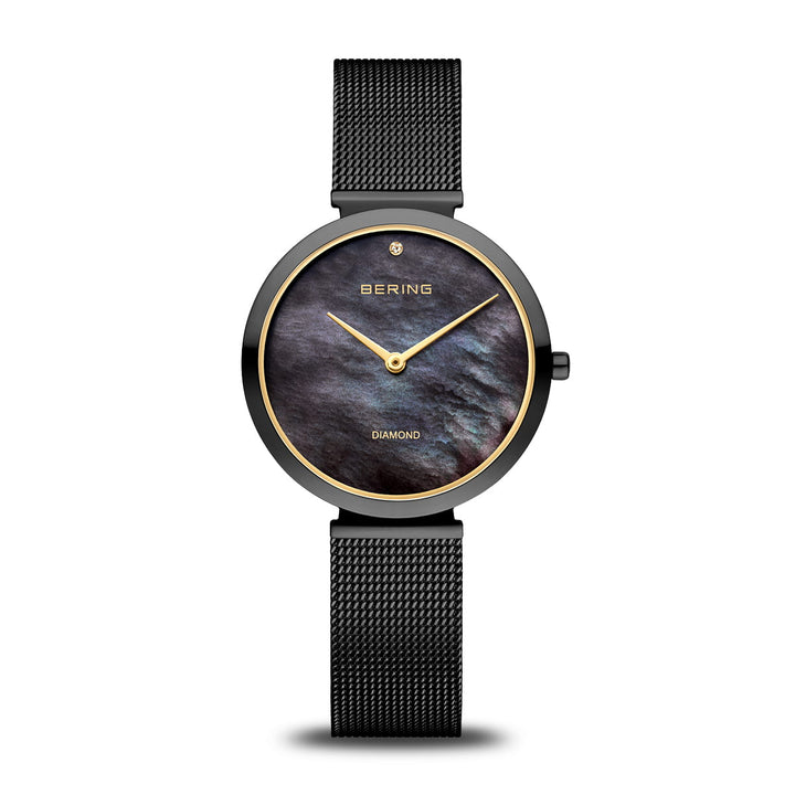 bering dames horloge zwarte wijzerplaat - 18132-132