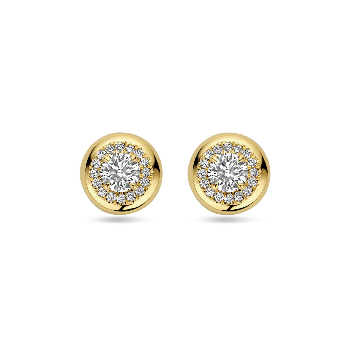 Kolczyki z lab-grown diamentami 0,75 ct (2x 0,375 ct) w złocie 14K, okrągłe, z błyszczącym wykończeniem.