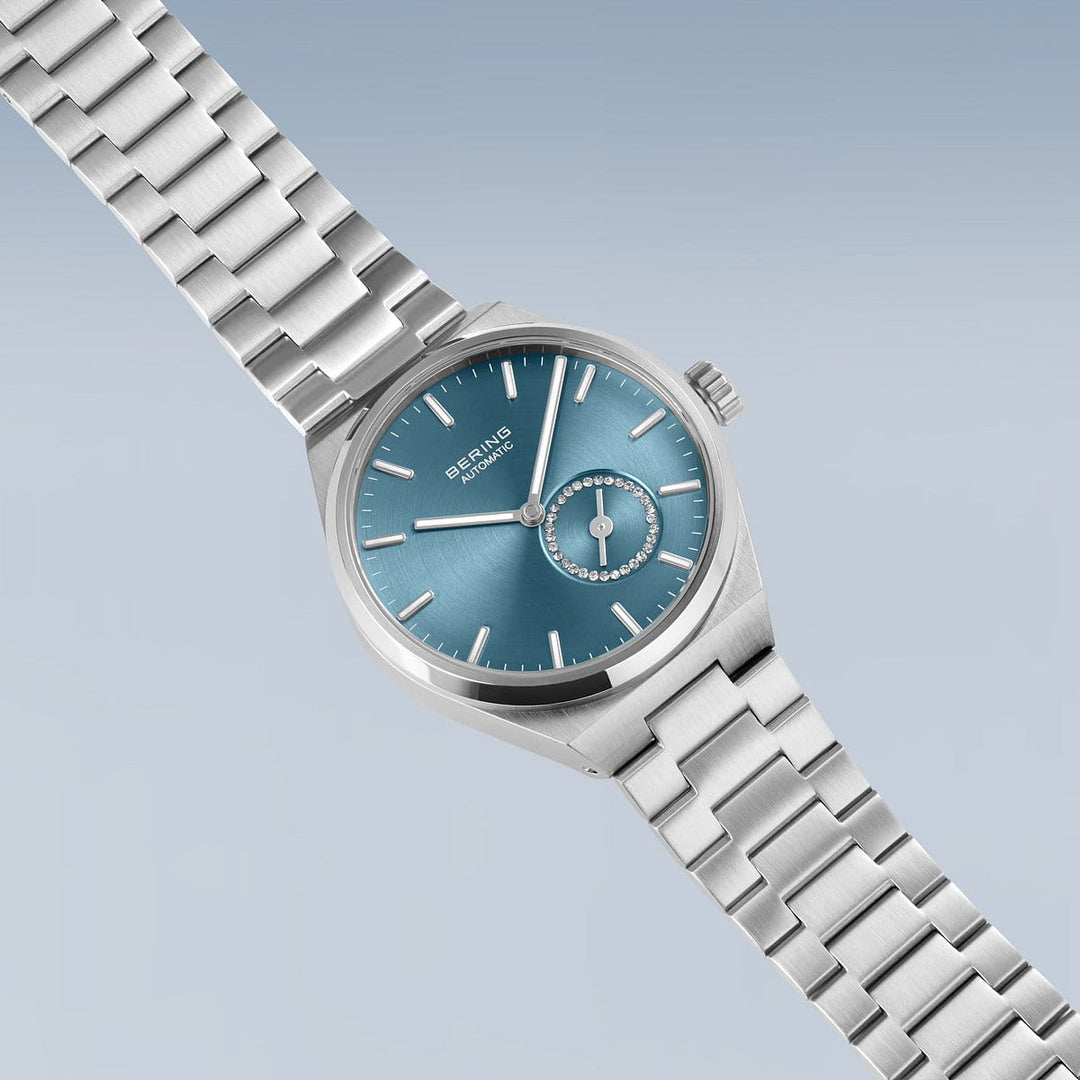 bering dames horloge blauwe wijzerplaat - 19435-Charity