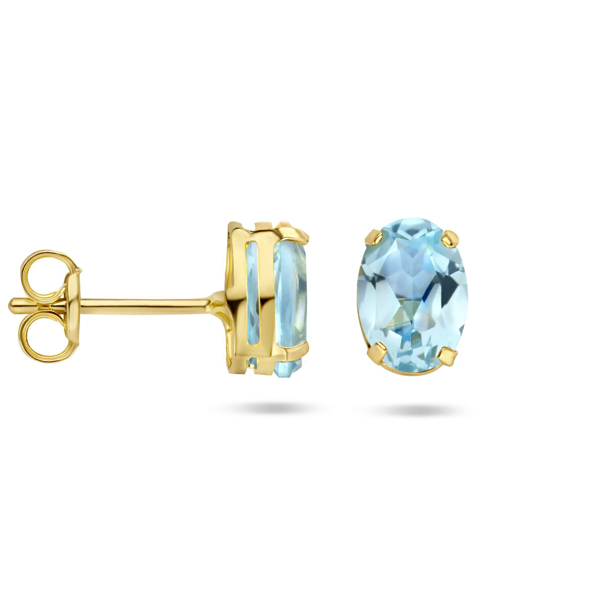kolczyki wkrętki niebieski topaz 14K żółte złoto