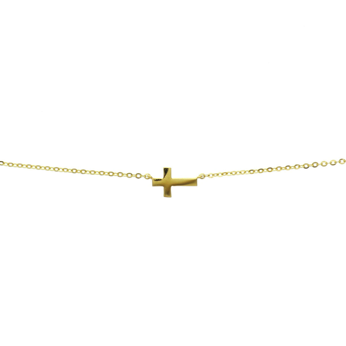 Naszyjnik z krzyżykiem wykonany z 14K żółtego złota, o długości 41-43-45 cm.