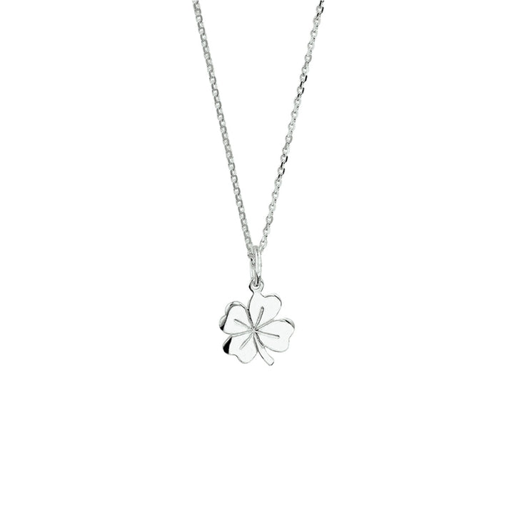 collier klaver 41 + 4 cm zilver wit