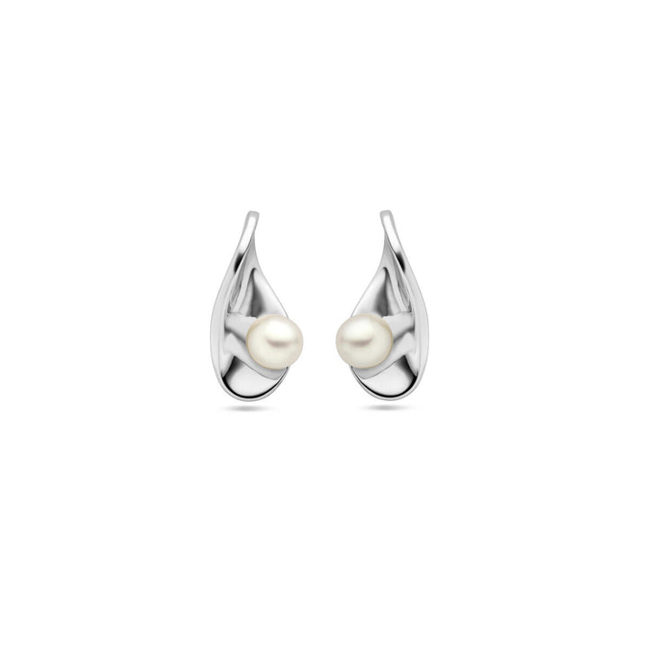 oorknoppen parel zilver gerhodineerd