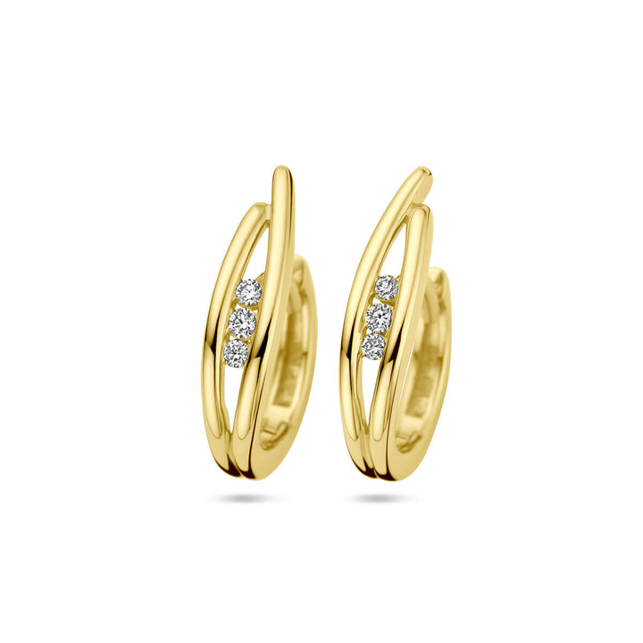 klapoorringen diamant 0.10ct (2x 0.05ct) h si 14K geelgoud