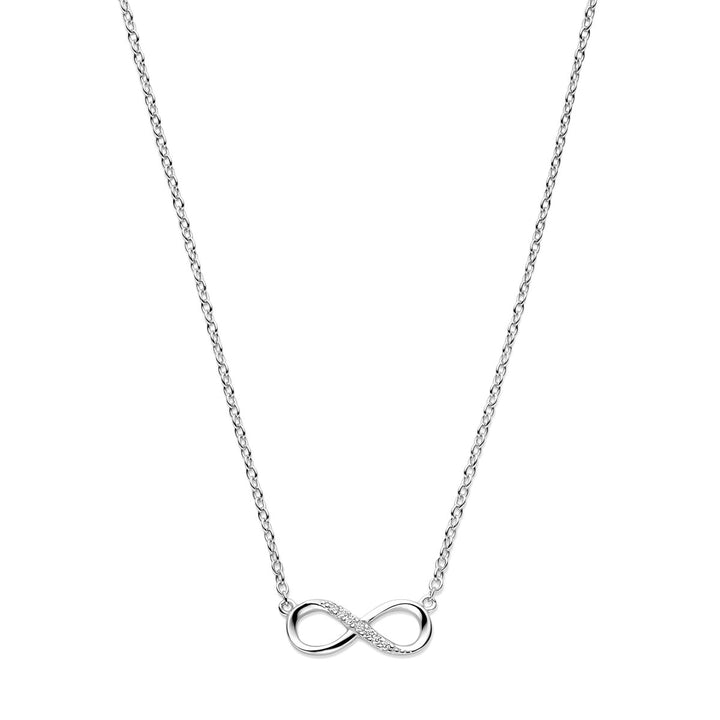 Zilveren ketting dames infinity zirkonia gerhodineerd