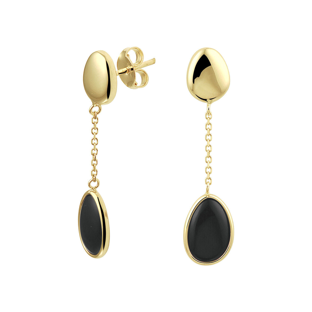 oorhangers onyx 14K geelgoud