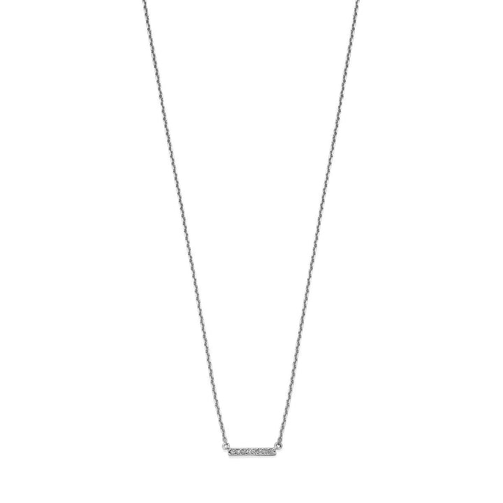 Gouden dames ketting balkje diamant 14K witgoud