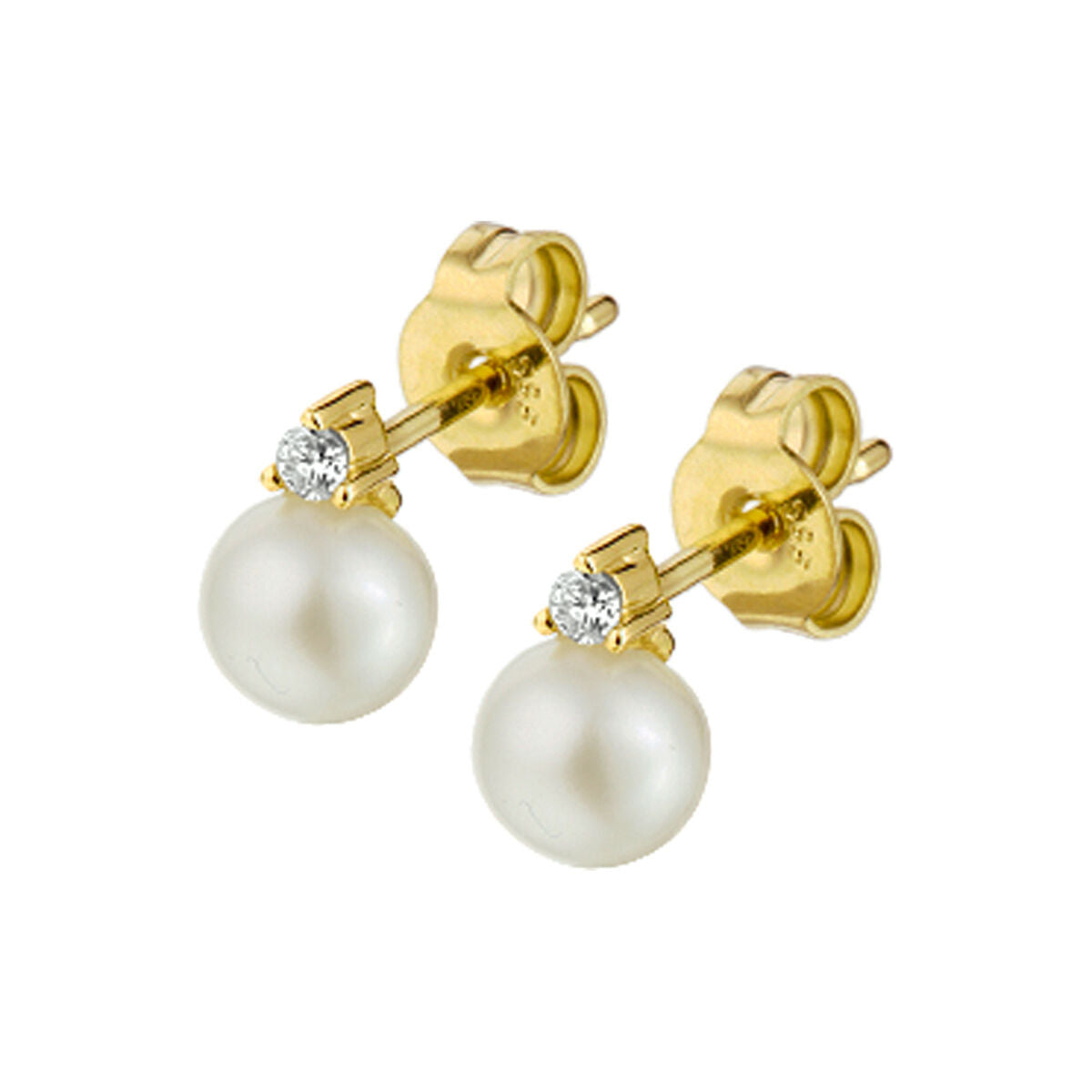 Kolczyki z perłą i diamentem 0,05 ct (2x0,025 ct) w złotym 14K.