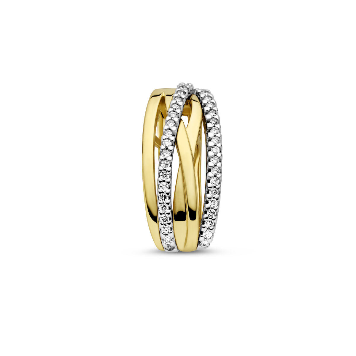 Wisiorek z diamentem 0,17 ct, wykonany z bicolor złota w kolorze żółtym i białym, z błyszczącym wykończeniem.