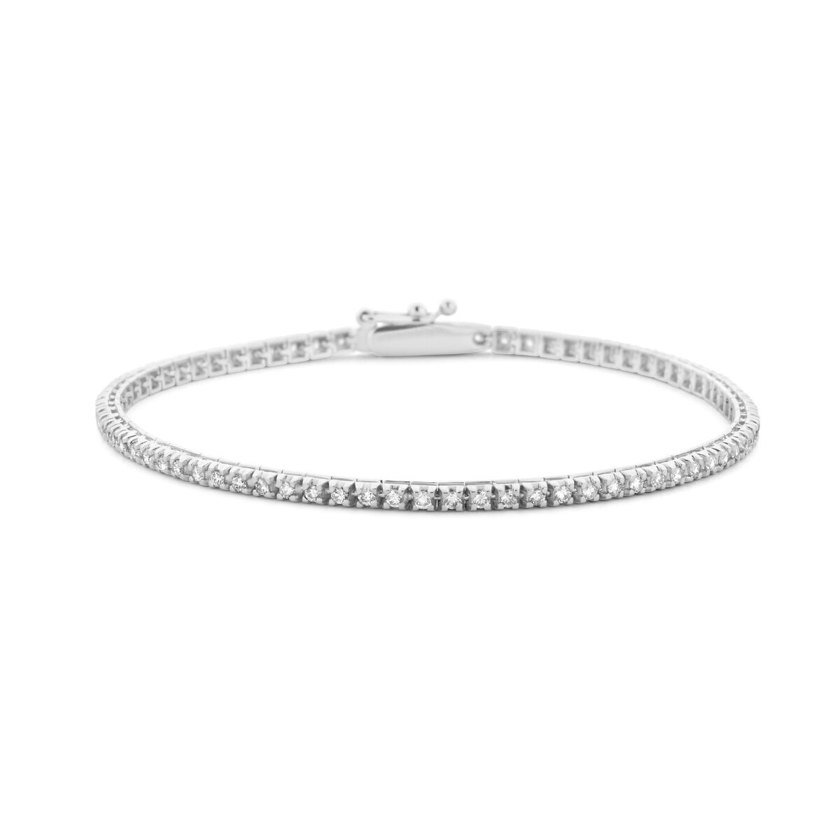 Bransoletka z diamentami 1,00 ct, szerokość 2,0 mm, długość 17,5 cm, wykonana z 14K białego złota.