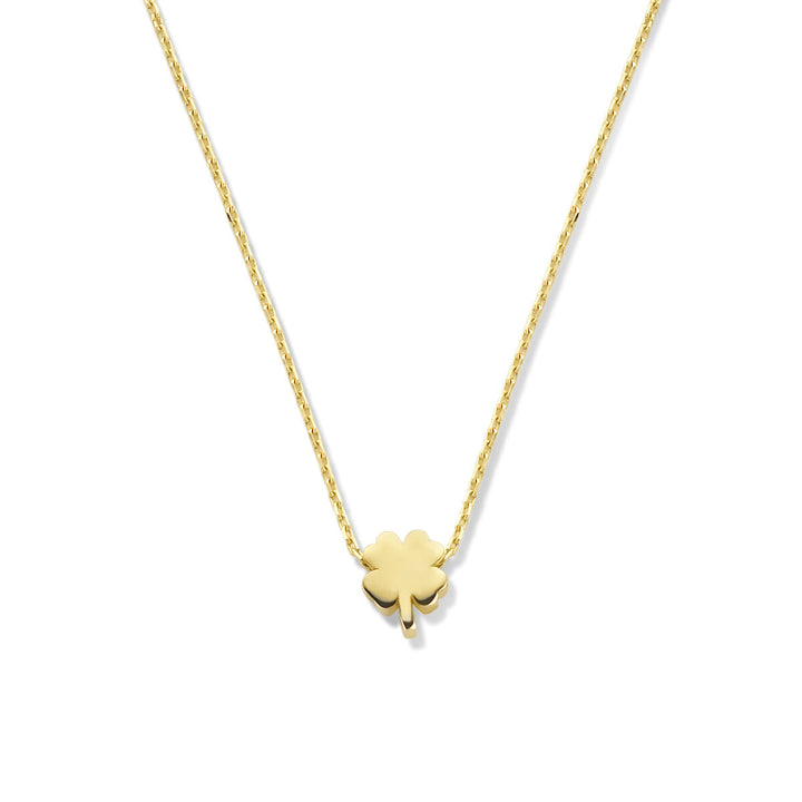 Gouden dames ketting klavertje 14K