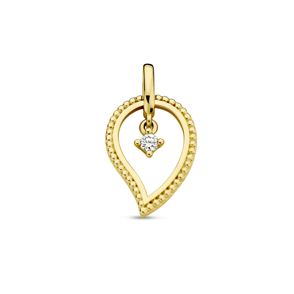 Wisiorek z żółtego złota 14K w kształcie kropli z diamentem 0,06 ct.