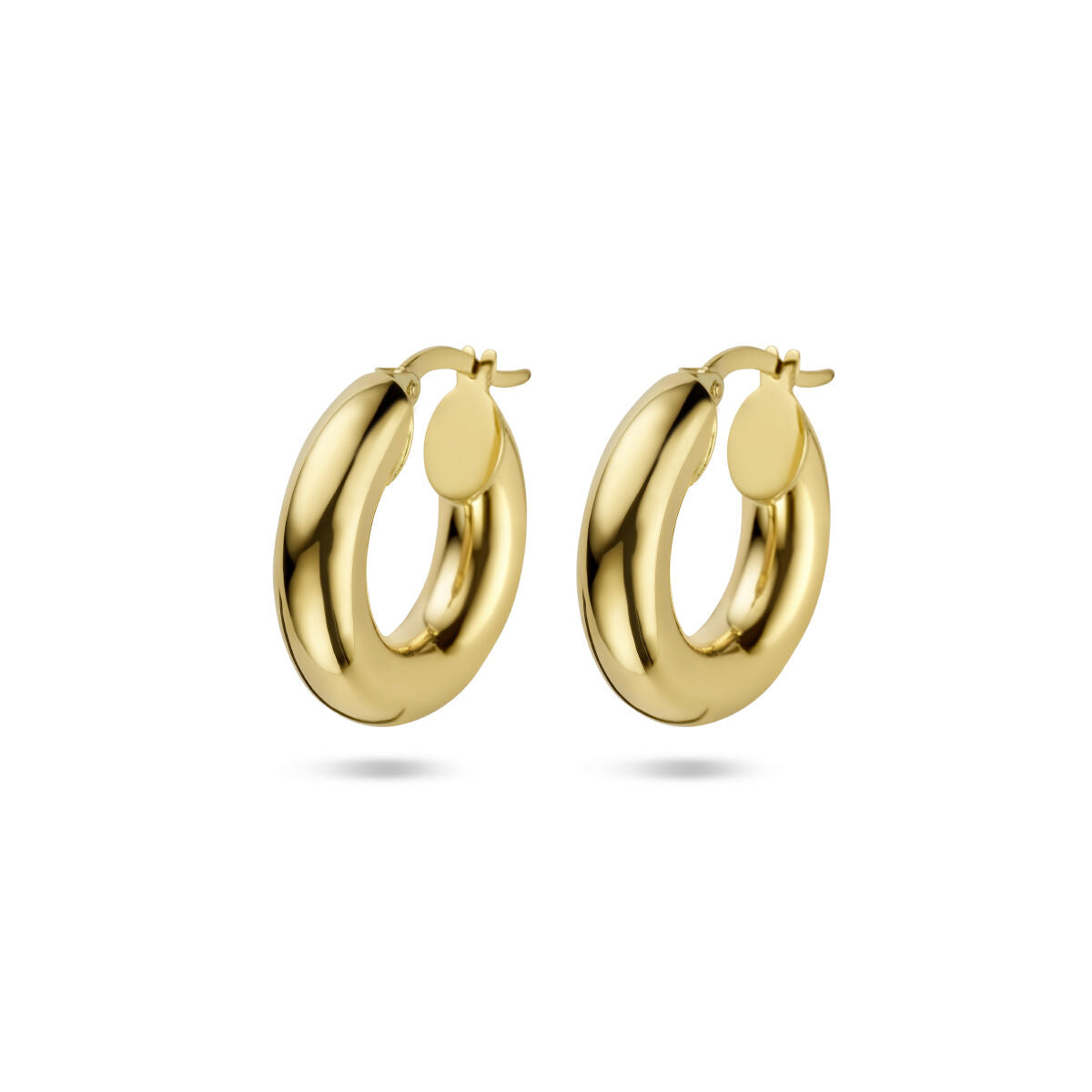 kolczyki koła 5,0 mm z 14K żółtego złota z okrągłą rurką.