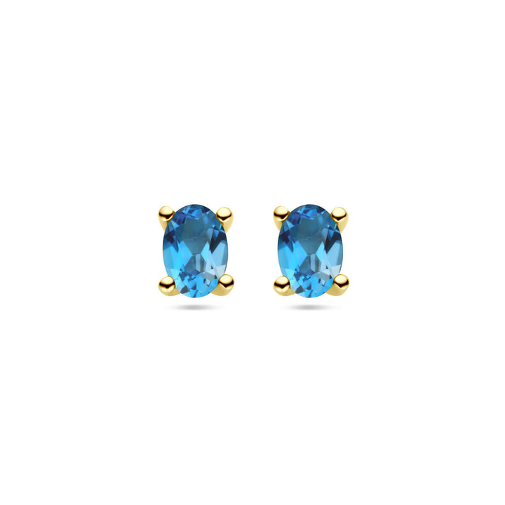 oorknoppen london blue topaas 14K geelgoud
