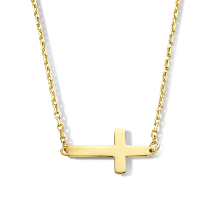 Gouden dames ketting kruis 14K