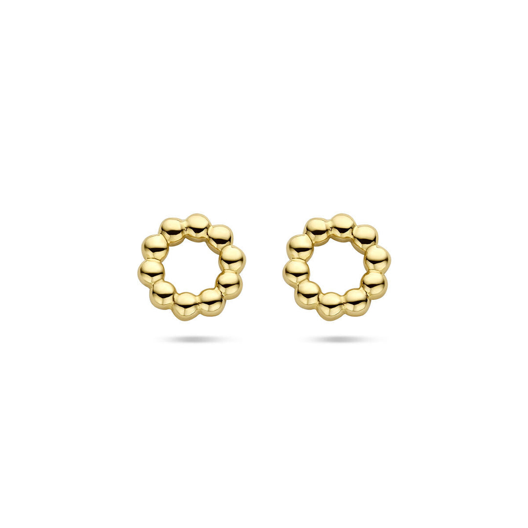 oorknopppen cirkel bolletjes 14K geelgoud