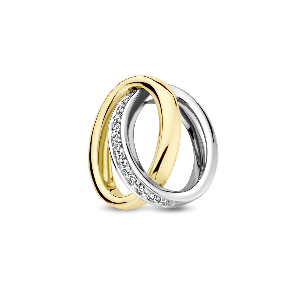 Wisiorek bicolor z żółtego i białego złota z diamentem 0,05 ct.