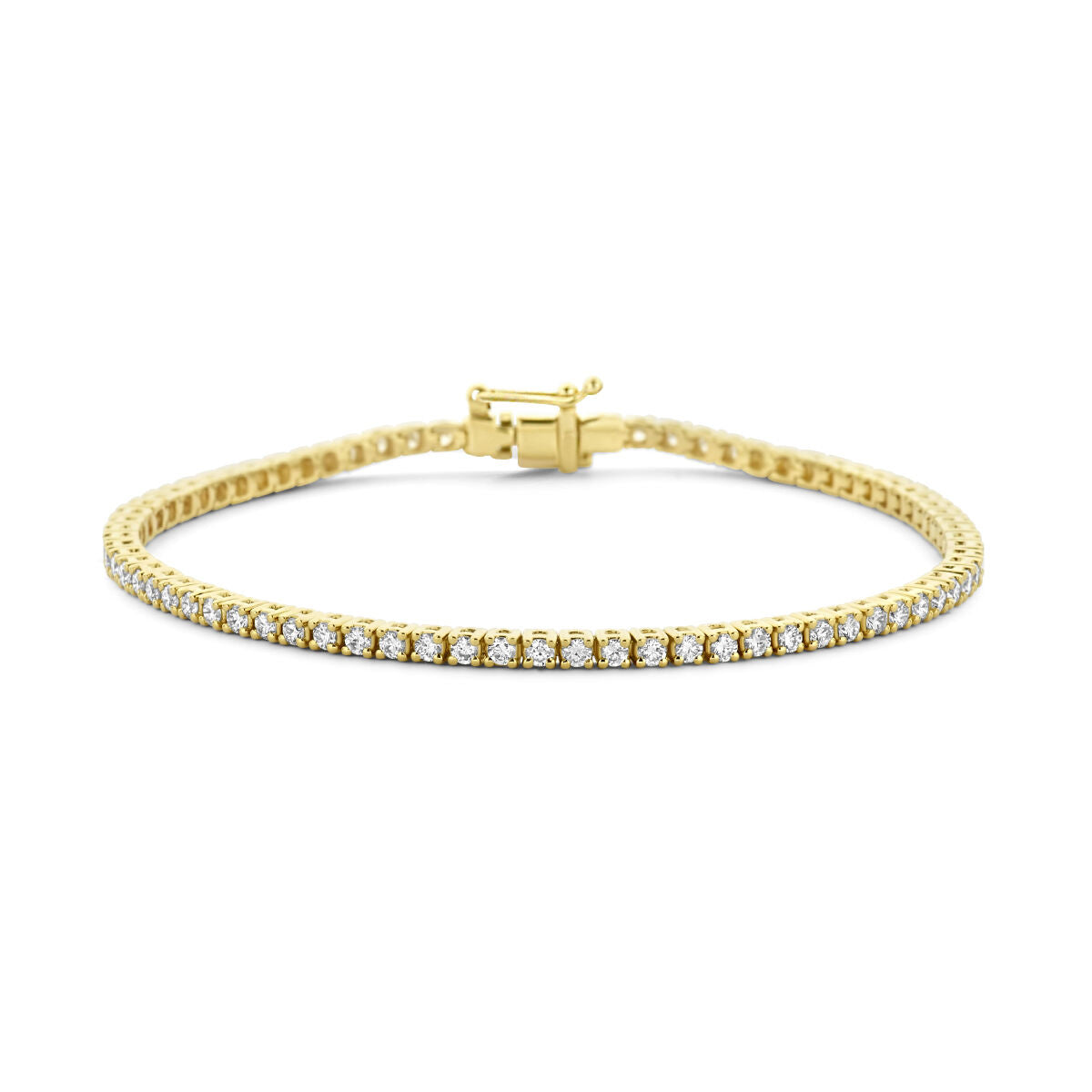 Bransoletka tenisowa z diamentami 2,00 ct, szerokość 2,3 mm, długość 17,5 cm, 14K żółte złoto.