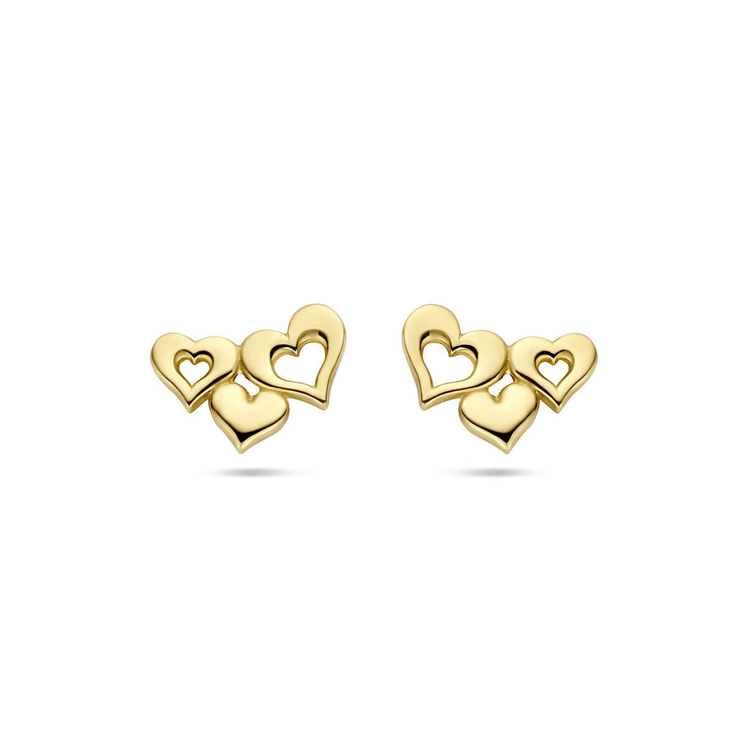 oorknoppen hartjes 14K geelgoud