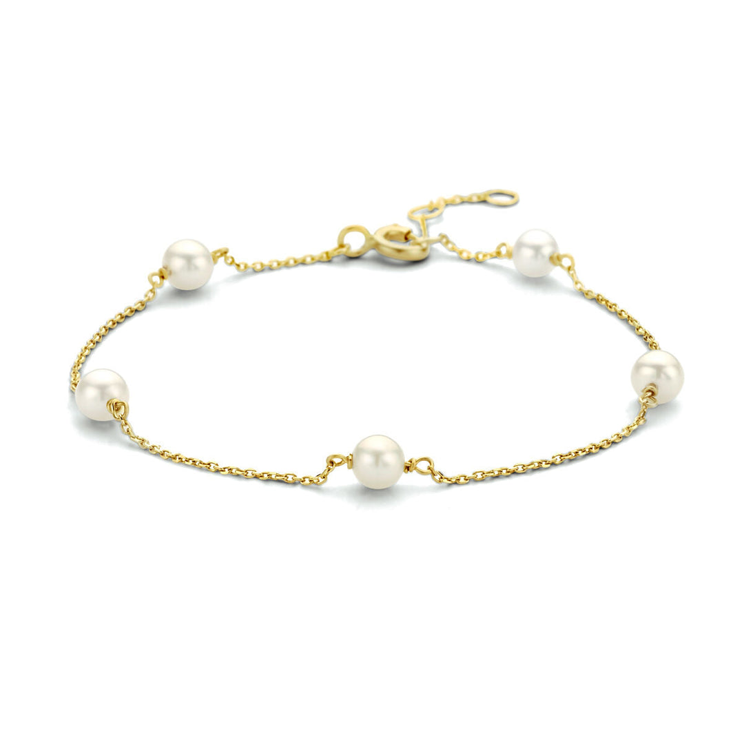 Gouden armband dames parel 14K