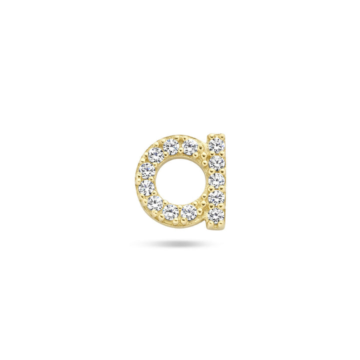 oorknop letter zirkonia per stuk zilver gerhodineerd