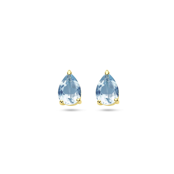 oorknoppen blauw topaas 14K geelgoud
