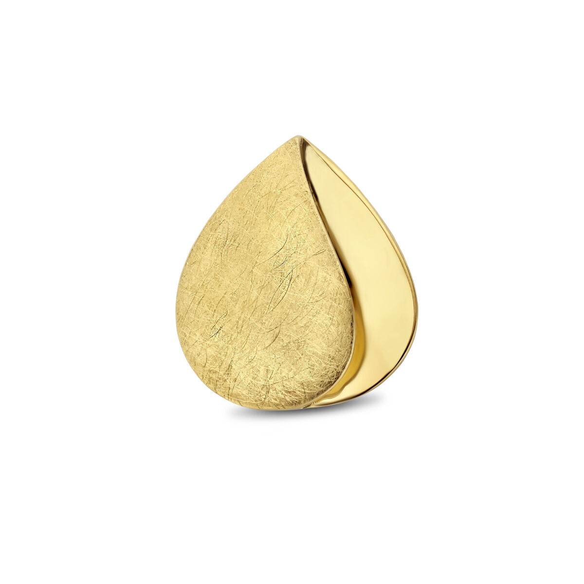 Hanger in 14K geelgoud met een combinatie van een matte en gepolijste afwerking in druppelvorm.