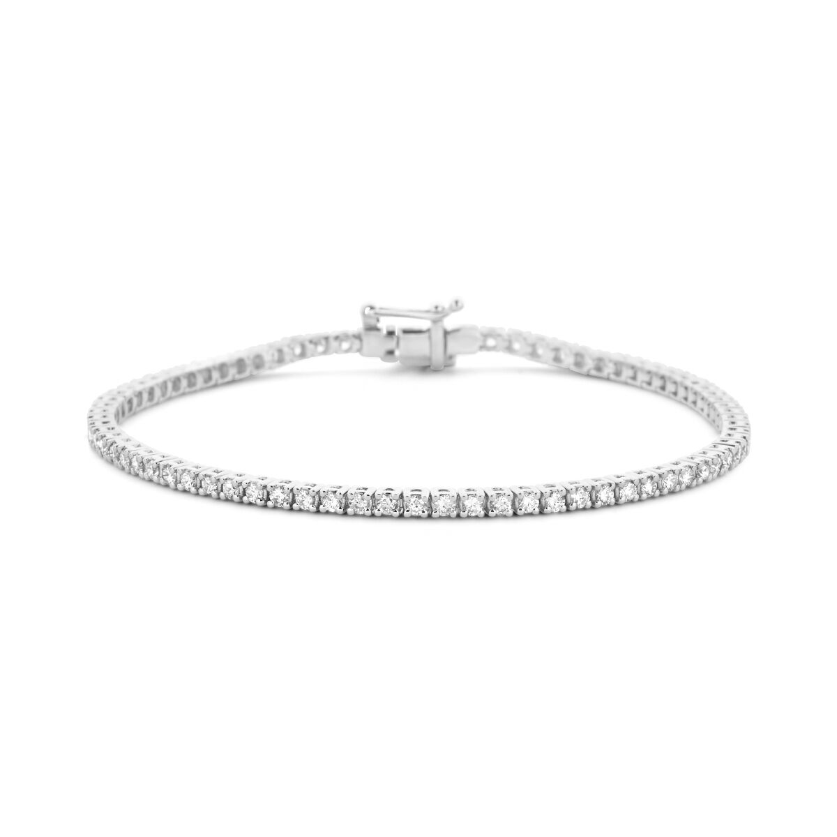 Bransoletka z białego złota 14K z diamentami lab-grown o łącznej wadze 2,00 ct, szerokość 2,3 mm, długość 17,5 cm.