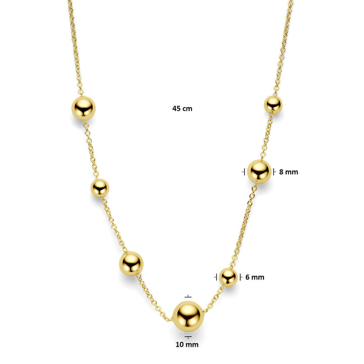 collier bolletjes 45 cm 14K geelgoud