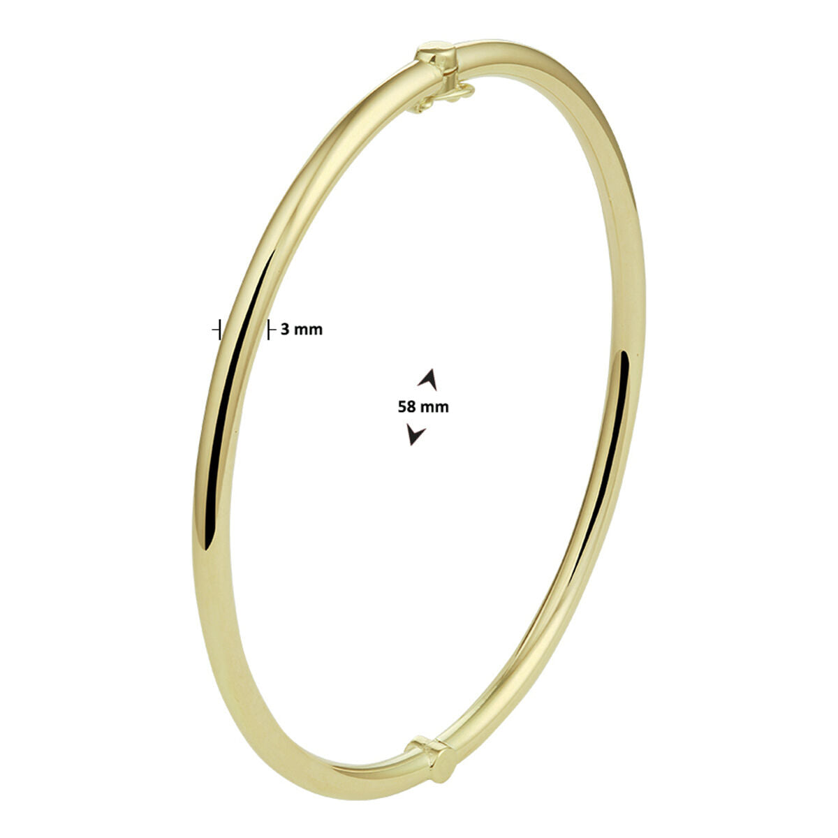 bangle scharnier massief ronde buis 3 mm Zilgold (geelgoud met zilverkern)