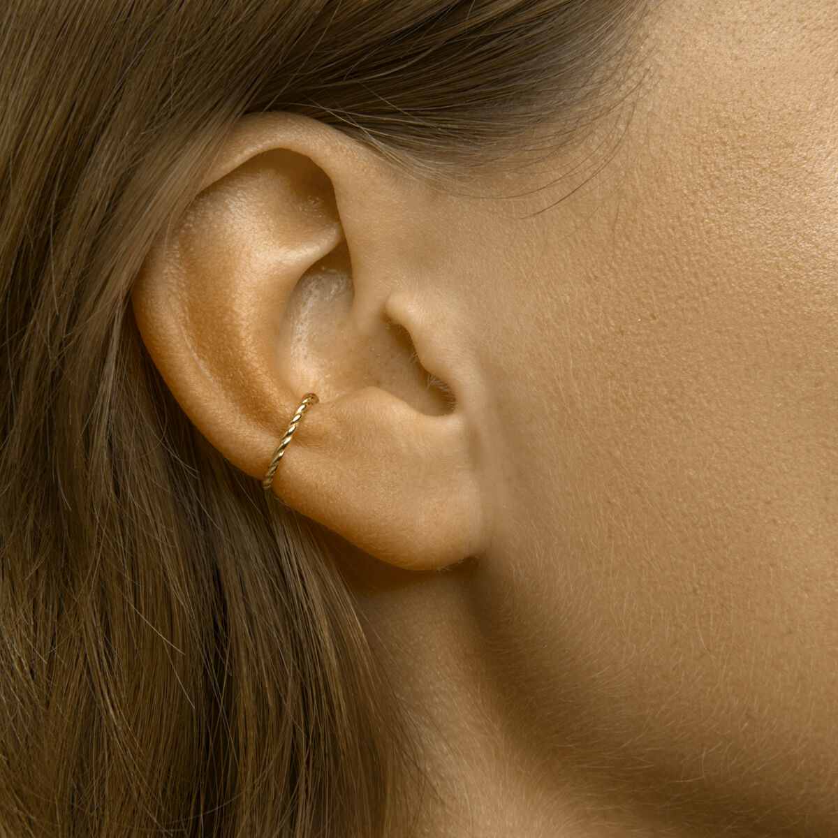 earcuff skręcony 1 mikron srebro pozłacane (żółte)