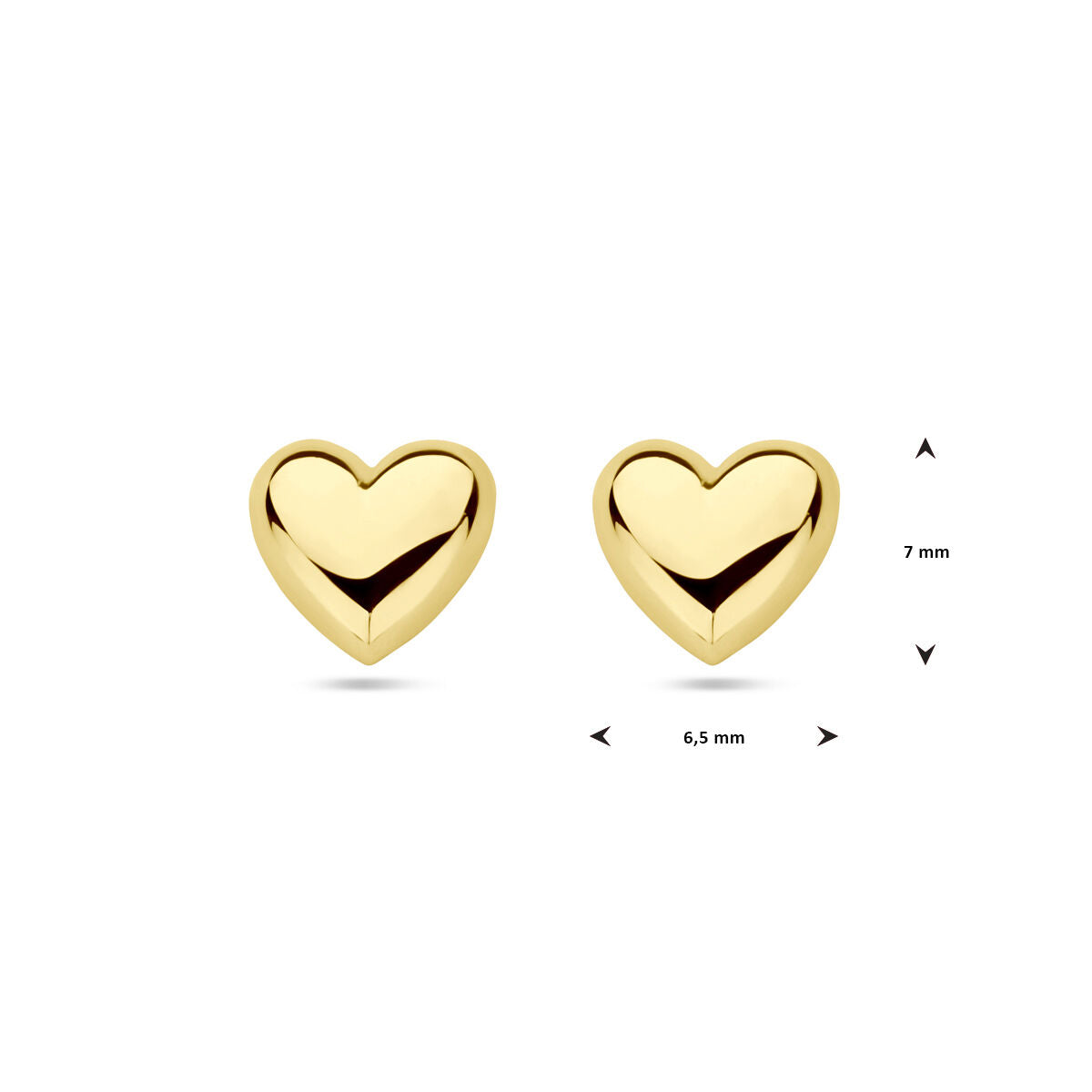 oorknoppen hart 14K geelgoud