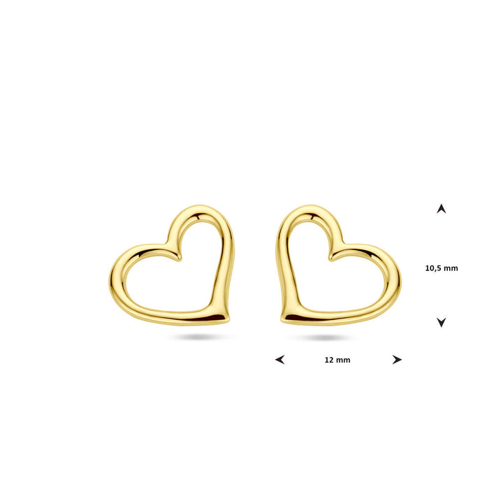 oorknoppen hart 1 micron zilver verguld (geel)