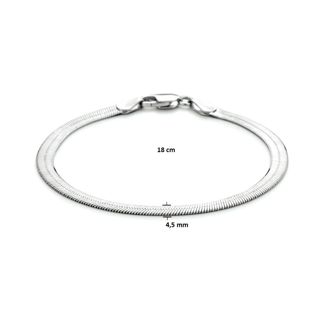armband plat 4,5 mm zilver gerhodineerd