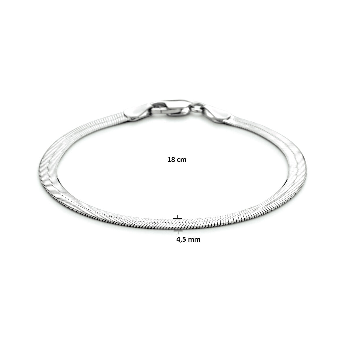 bransoletka płaska 4,5 mm srebro rodowane