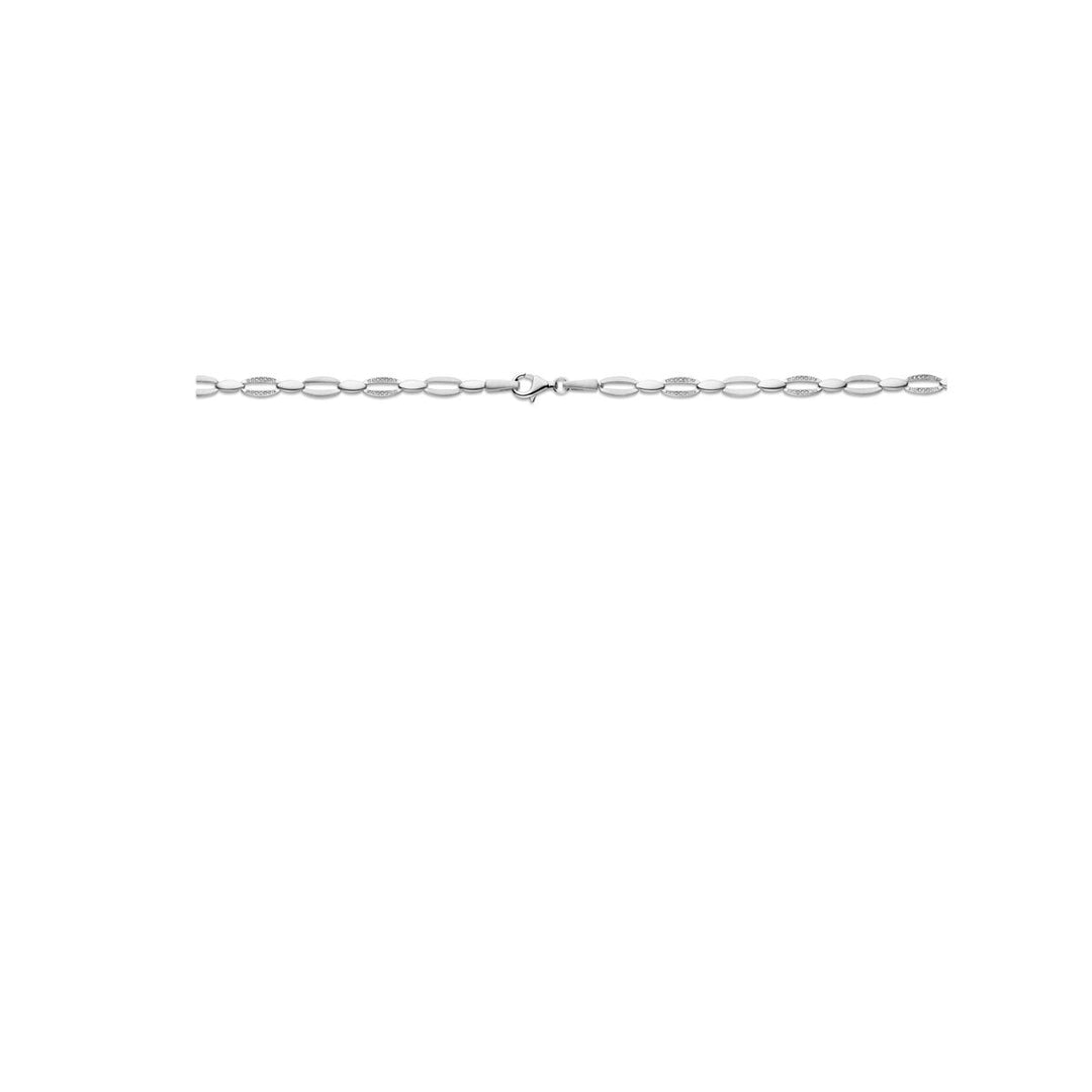 collier zirkonia 6,0 mm 45 cm poli/mat zilver gerhodineerd