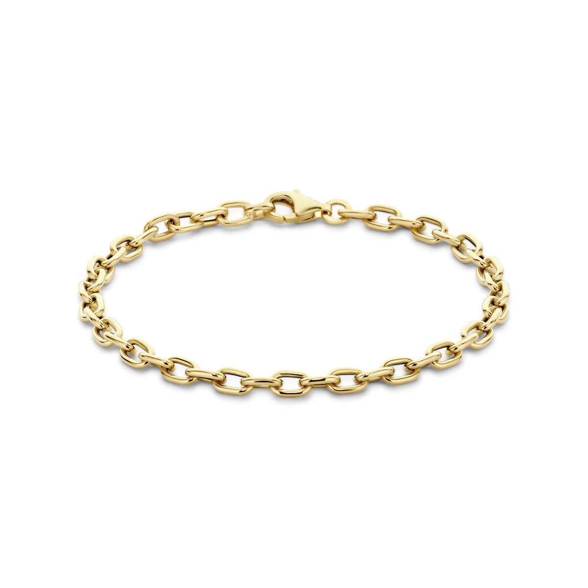 bransoletka 14K złota o szerokości 4,5 mm i długości 19 cm z ogniwami w kształcie prostokąta.
