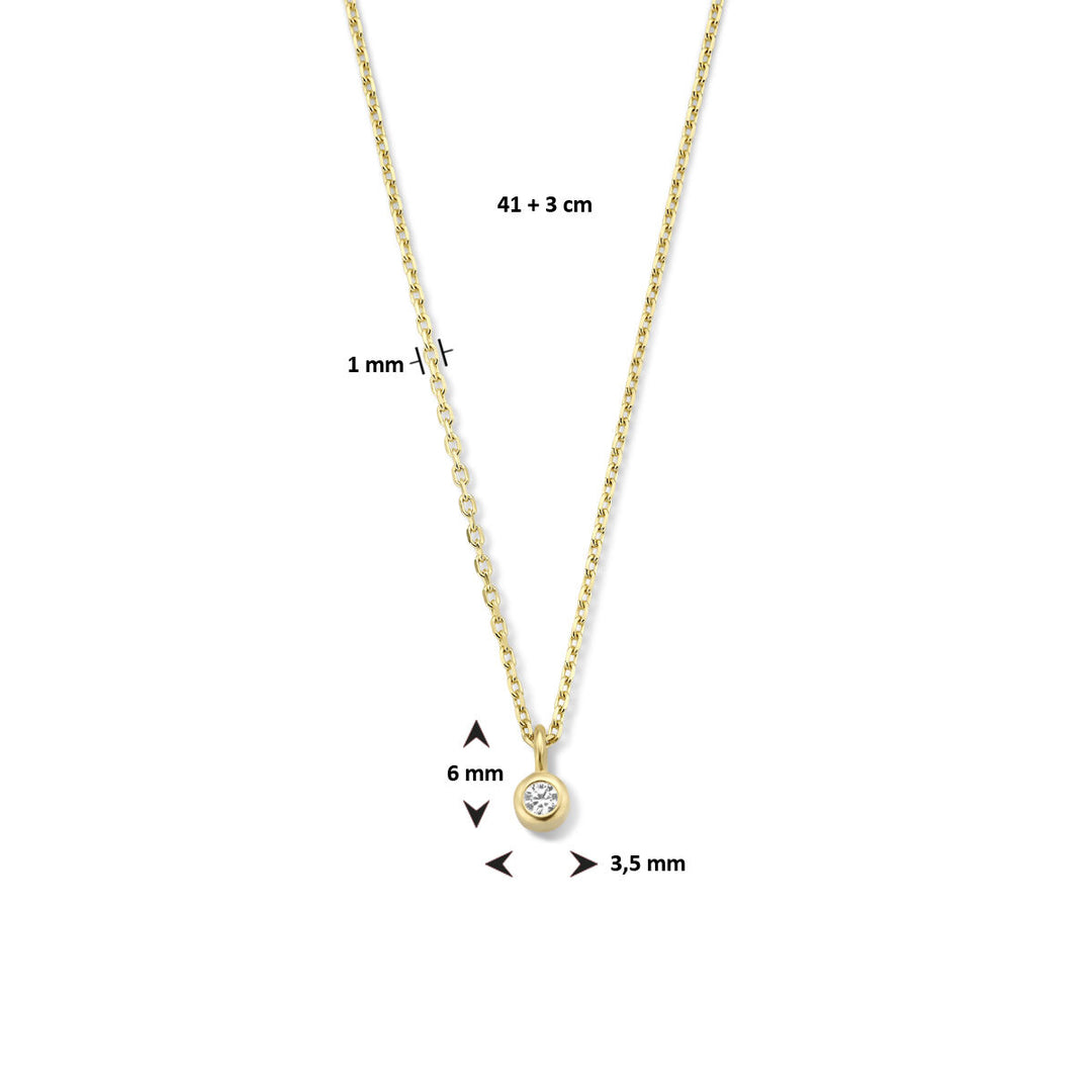 collier zirkonia 41 + 4 cm 14K geelgoud