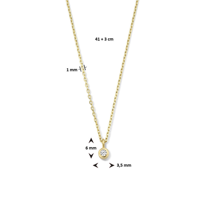 collier zirkonia 41 + 4 cm 14K geelgoud