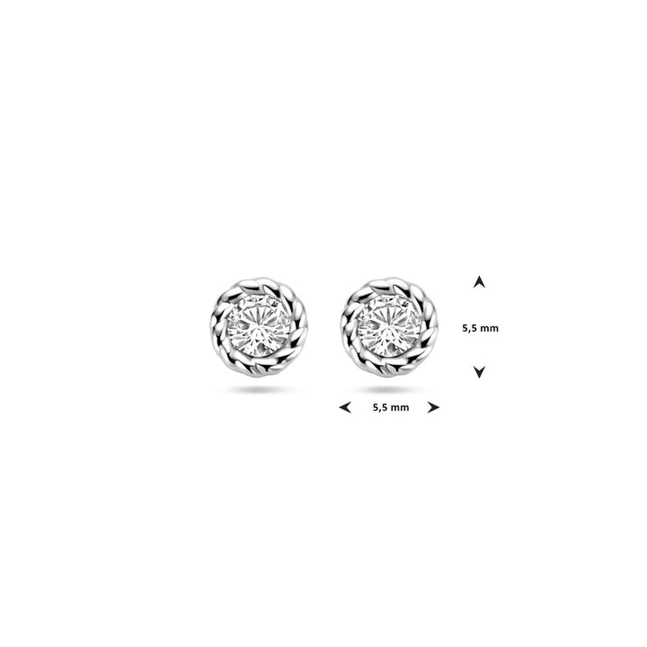 oorknoppen zirkonia zilver gerhodineerd