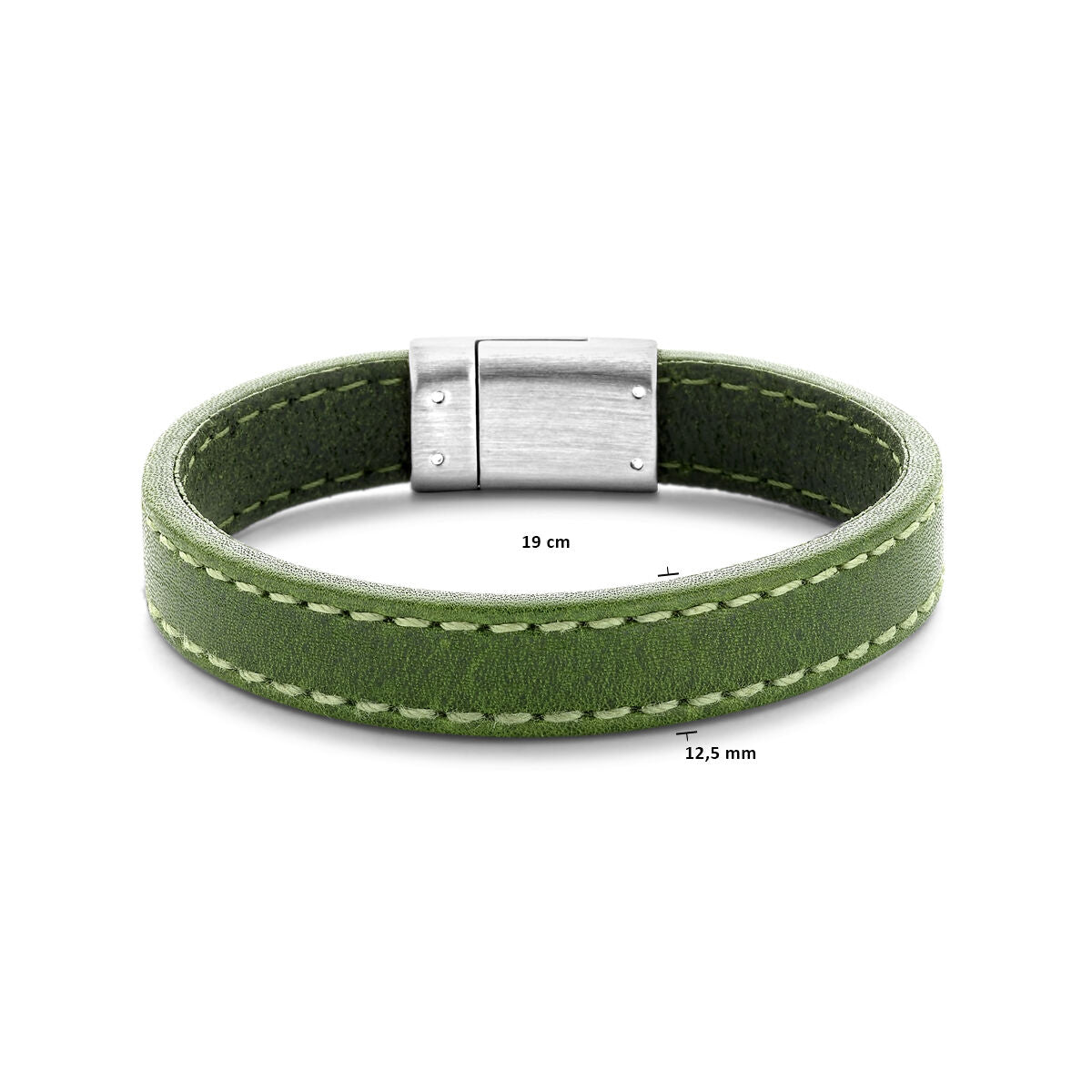 bransoletka skórzana zielona 12,5 mm stal nierdzewna