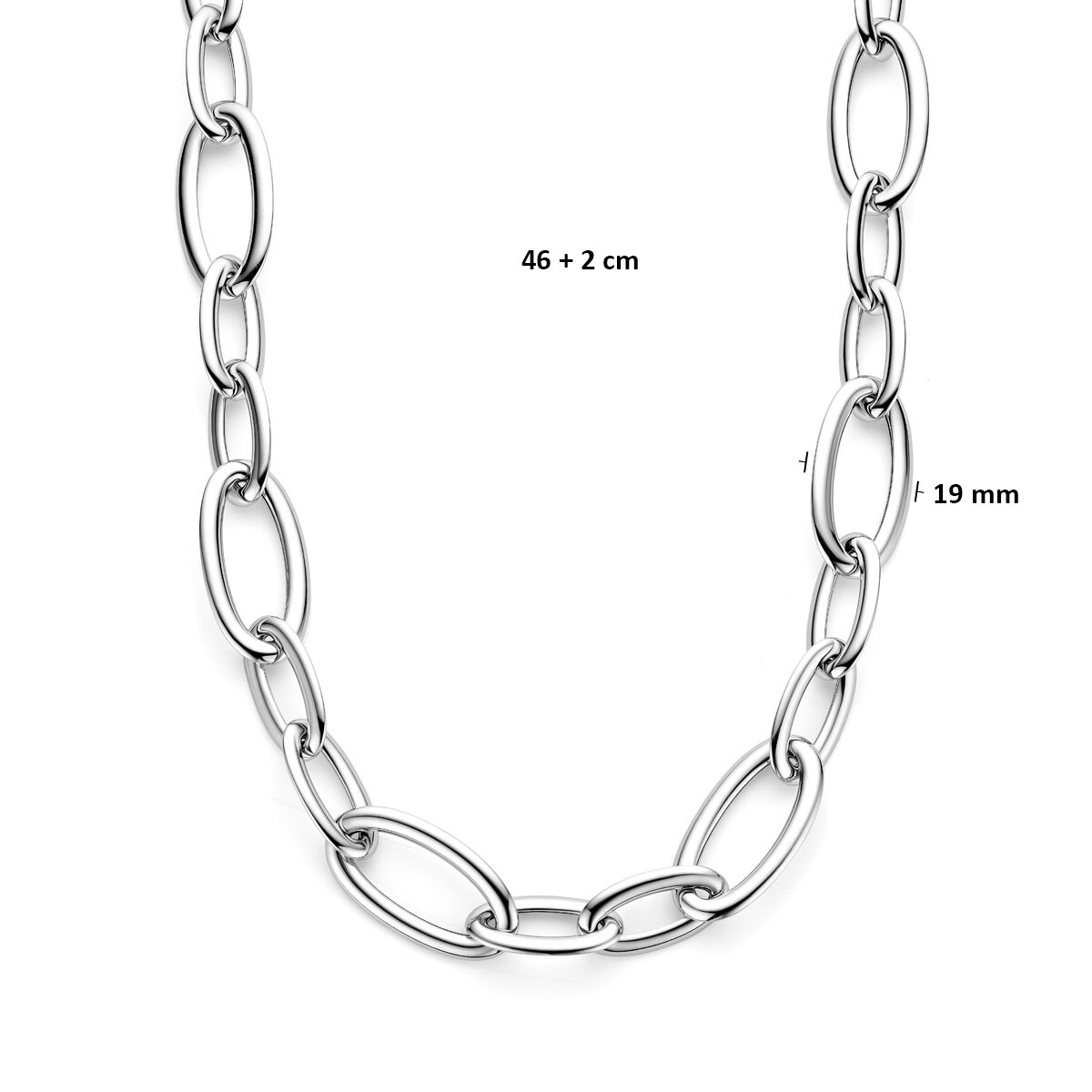 Srebrny damski naszyjnik – rodowany 925 srebro, 19 mm szerokości