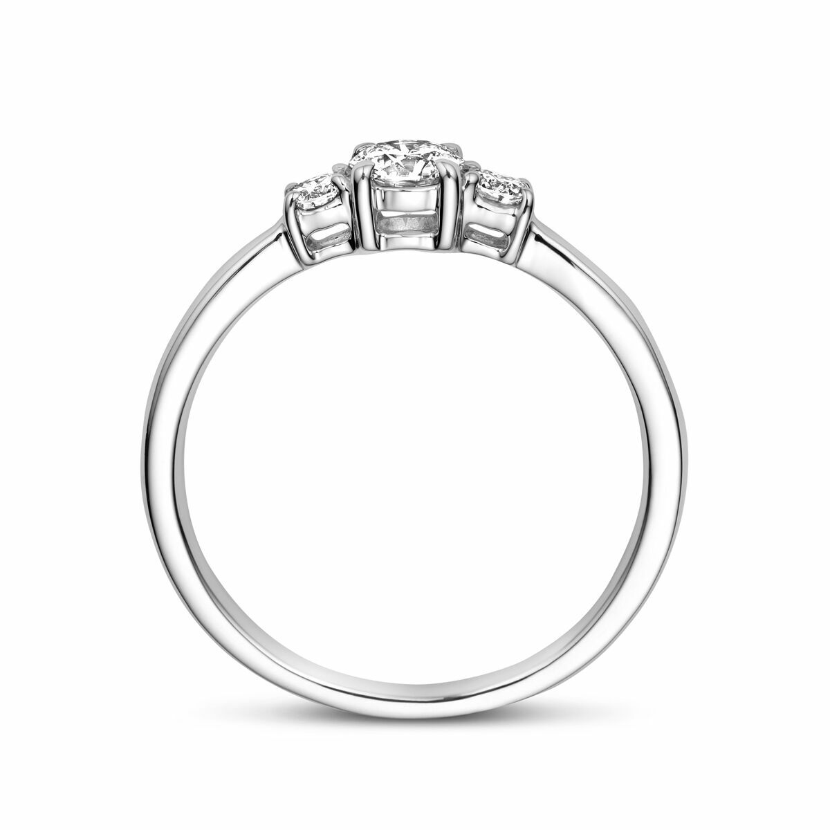 pierścionek trilogie z lab-grown diamentem 0.46ct h si 14K białe złoto